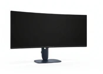Alienware AW3425DWM 34 inch curved QD-OLED gaming monitor displaying high contrast HDR gameplay on a dark desk setup
