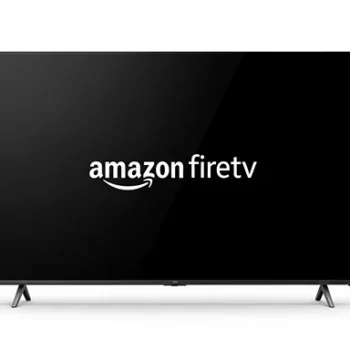 Amazon Fire TV Omni QLED on a pure white background.
