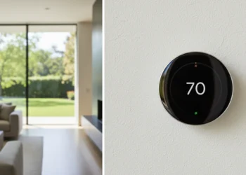 Frontal view of the Google Nest Learning Thermostat 4th gen in polished silver to determine if the hardware actually saves on energy costs.