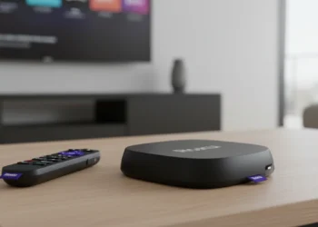 Matte black Roku Ultra hardware and purple button remote