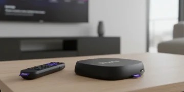 Matte black Roku Ultra hardware and purple button remote