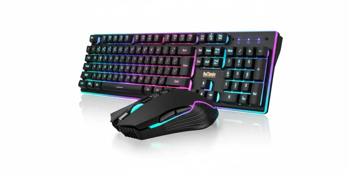 Wireless RedThunder keyboard and mouse on a pure white background